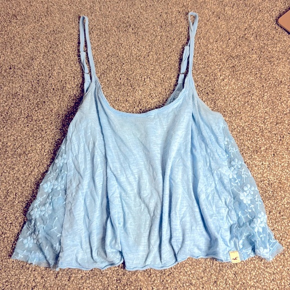 Blue Lace Open Back Tank Top Hollister - Picture 1 of 3